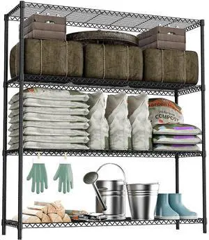 M 2400LBS 47.3" W Stand Shelf Wire Rust-Proof Outdoor Storage Shelving 4-Tier Utility Shelving Unit for Garden Home,Kitchen,Office Dark Grey 17.7" D x 47.3" W x 59.4" H M 2400LBS 47.3" W Stand Shelf Wire Rust-Proof Outdoor Storage Shelving 4-Tier Utility Shelving Unit for Garden Home,Kitchen,Office Dark Grey 17.7" D x 47.3" W x 59.4" H