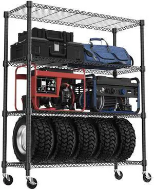 M 1400LBS 47.2" W 4 Tiers Storage Shelves Metal Shelving Unit with Wheels Heavy Duty Garage Shelving Adjustable Wire Shelves for Pantry,Kitchen,Garage,Basement,Black 17.7" D x 47.2" W x 62.7" H M 1400LBS 47.2" W 4 Tiers Storage Shelves Metal Shelving Unit with Wheels Heavy Duty Garage Shelving Adjustable Wire Shelves for Pantry,Kitchen,Garage,Basement,Black 17.7" D x 47.2" W x 62.7" H