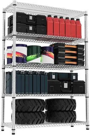 M 5 Tiers Shelf Metal Storage Shelves 3300 lbs Steel Storage Shelving Utility Shelving Unit Steel Organizer Wire Rack for Home,Kitchen,Office,Garage Chrome 17.7" D x 47.2" W x 70.3" H M 5 Tiers Shelf Metal Storage Shelves 3300 lbs Steel Storage Shelving Utility Shelving Unit Steel Organizer Wire Rack for Home,Kitchen,Office,Garage Chrome 17.7" D x 47.2" W x 70.3" H