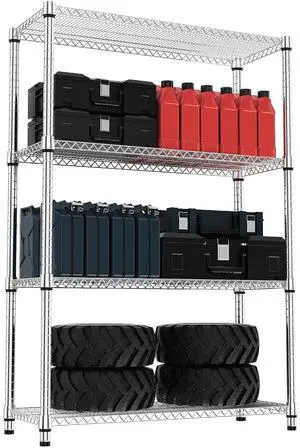 M 4 Tiers Shelf Metal Storage Shelves 2640 lbs Steel Storage Shelving Utility Shelving Unit Steel Organizer Wire Rack for Home,Kitchen,Office,Garage Chrome 17.7" D x 47.2" W x 70.3" H M 4 Tiers Shelf Metal Storage Shelves 2640 lbs Steel Storage Shelving Utility Shelving Unit Steel Organizer Wire Rack for Home,Kitchen,Office,Garage Chrome 17.7" D x 47.2" W x 70.3" H