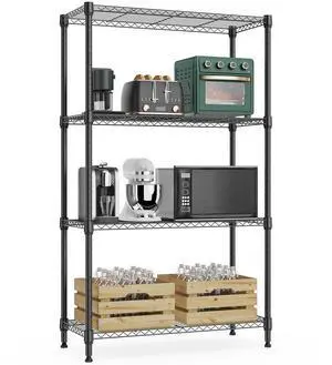 M 1000 lbs 4Tier Shelf Metal Storage Shelves Wire Rack Closet Organizers with Wheel for Garage Kitchen Bathroom Laundry Black 13.7" D x 23.6" W x 53.4" H M 1000 lbs 4Tier Shelf Metal Storage Shelves Wire Rack Closet Organizers with Wheel for Garage Kitchen Bathroom Laundry Black 13.7" D x 23.6" W x 53.4" H