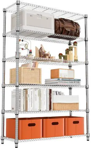 M 2100LBS 47.2" W 6 Tiers Shelf Storage Shelves Metal Shelving Unit Heavy Duty Garage Shelving Adjustable Wire Shelves for Pantry,Kitchen,Garage,Basement,Chrome 17.7" D x 47.2" W x 82.4" H M 2100LBS 47.2" W 6 Tiers Shelf Storage Shelves Metal Shelving Unit Heavy Duty Garage Shelving Adjustable Wire Shelves for Pantry,Kitchen,Garage,Basement,Chrome 17.7" D x 47.2" W x 82.4" H