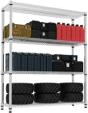 M 4 Tiers Shelf 2640 lbs Steel Storage Shelving Utility Shelving Unit Steel Organizer Wire Rack for Home,Kitchen,Office,Garage Chrome 17.7" D x 47.2" W x 70.3" H M 4 Tiers Shelf 2640 lbs Steel Storage Shelving Utility Shelving Unit Steel Organizer Wire Rack for Home,Kitchen,Office,Garage Chrome 17.7" D x 47.2" W x 70.3" H