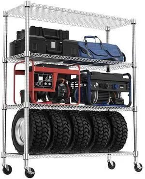 M 1400LBS 47.2" W 4 Tiers Storage Shelves Metal Shelving Unit with Wheels Heavy Duty Garage Shelving Adjustable Wire Shelves for Pantry,Kitchen,Garage,Basement,Chrome 17.7" D x 47.2" W x 62.6" H M 1400LBS 47.2" W 4 Tiers Storage Shelves Metal Shelving Unit with Wheels Heavy Duty Garage Shelving Adjustable Wire Shelves for Pantry,Kitchen,Garage,Basement,Chrome 17.7" D x 47.2" W x 62.6" H