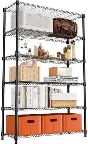 M 2100LBS 47.2" W 6 Tiers Shelf Storage Shelves Metal Shelving Unit Heavy Duty Garage Shelving Adjustable Wire Shelves for Pantry,Kitchen,Garage,Basement,Black 17.7" D x 47.2" W x 82.4" H M 2100LBS 47.2" W 6 Tiers Shelf Storage Shelves Metal Shelving Unit Heavy Duty Garage Shelving Adjustable Wire Shelves for Pantry,Kitchen,Garage,Basement,Black 17.7" D x 47.2" W x 82.4" H
