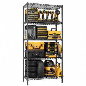 M 5-Shelf Heavy Duty Garage Shelving Wire Adjustable Storage Rack for Kitchen Laundry Bathroom Pantry 1250 lbs Capacity Black 15.8 x 33.5 x 68.5 Inch M 5-Shelf Heavy Duty Garage Shelving Wire Adjustable Storage Rack for Kitchen Laundry Bathroom Pantry 1250 lbs Capacity Black 15.8 x 33.5 x 68.5 Inch