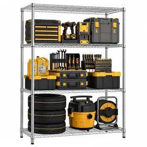M 4-Shelf Heavy Duty Garage Shelving Wire Adjustable Storage Rack for Kitchen Laundry Bathroom Pantry 1400 lbs Capacity Silver 15.8 x 45.3 x 59.4 Inch M 4-Shelf Heavy Duty Garage Shelving Wire Adjustable Storage Rack for Kitchen Laundry Bathroom Pantry 1400 lbs Capacity Silver 15.8 x 45.3 x 59.4 Inch