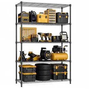 M 5-Shelf Heavy Duty Garage Shelving Wire Adjustable Storage Rack for Kitchen Laundry Bathroom Pantry 1750 lbs Capacity Black 15.8 x 45.3 x 70.4 Inch M 5-Shelf Heavy Duty Garage Shelving Wire Adjustable Storage Rack for Kitchen Laundry Bathroom Pantry 1750 lbs Capacity Black 15.8 x 45.3 x 70.4 Inch