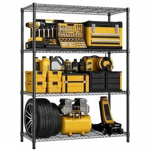 M 4-Shelf Heavy Duty Garage Shelving Wire Adjustable Storage Rack for Kitchen Laundry Bathroom Pantry 1400 lbs Capacity Black 15.8 x 45.3 x 59.4 Inch M 4-Shelf Heavy Duty Garage Shelving Wire Adjustable Storage Rack for Kitchen Laundry Bathroom Pantry 1400 lbs Capacity Black 15.8 x 45.3 x 59.4 Inch