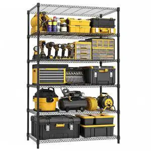 M 6-Shelf Heavy Duty Garage Shelving Wire Adjustable Storage Rack for Kitchen Laundry Bathroom Pantry 2100 lbs Capacity Black 17.7 x 47.3 x 82.4 Inch M 6-Shelf Heavy Duty Garage Shelving Wire Adjustable Storage Rack for Kitchen Laundry Bathroom Pantry 2100 lbs Capacity Black 17.7 x 47.3 x 82.4 Inch