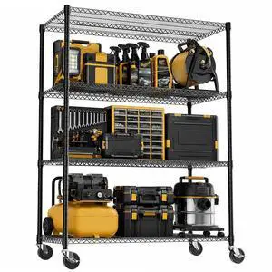 M 4-Shelf Heavy Duty Garage Shelving Wire Adjustable Storage Rack for Kitchen Laundry Bathroom Pantry 2640 lbs Capacity Black 23.6 x 53.2 x 73.6 Inch M 4-Shelf Heavy Duty Garage Shelving Wire Adjustable Storage Rack for Kitchen Laundry Bathroom Pantry 2640 lbs Capacity Black 23.6 x 53.2 x 73.6 Inch