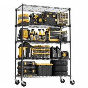 M 5-Shelf Heavy Duty Garage Shelving Wire Adjustable Storage Rack for Kitchen Laundry Bathroom Pantry 1750 lbs Capacity Black 17.7 x 47.3 x 75.6 Inch M 5-Shelf Heavy Duty Garage Shelving Wire Adjustable Storage Rack for Kitchen Laundry Bathroom Pantry 1750 lbs Capacity Black 17.7 x 47.3 x 75.6 Inch
