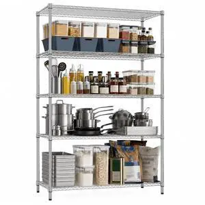 M 5-Shelf Heavy Duty Garage Shelving Wire Adjustable Storage Rack for Kitchen Laundry Bathroom Pantry 1750 lbs Capacity Silver 15.8 x 45.3 x 70.4 Inch M 5-Shelf Heavy Duty Garage Shelving Wire Adjustable Storage Rack for Kitchen Laundry Bathroom Pantry 1750 lbs Capacity Silver 15.8 x 45.3 x 70.4 Inch
