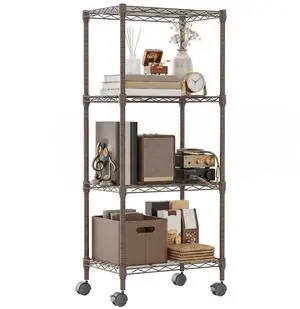 M 4 Tiers Storage Shelves Load 1000 LBS, Metal Shelving Wire Metal Shelving Unit Shelves for Storage Adjustable Garage Shelving for Pantry Kitchen Garage Brown 11.8X 17.7 x 40.8 inch M 4 Tiers Storage Shelves Load 1000 LBS, Metal Shelving Wire Metal Shelving Unit Shelves for Storage Adjustable Garage Shelving for Pantry Kitchen Garage Brown 11.8X 17.7 x 40.8 inch