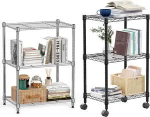 3 Tier Shelf Metal Storage Shelves Wire Rack Closet Organizers with Wheel for Garage Kitchen Bathroom Laundry 3 Tier Shelf Metal Storage Shelves Wire Rack Closet Organizers with Wheel for Garage Kitchen Bathroom Laundry