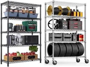 M 2 PCS Steel Storage Shelving 5-Tier Utility Shelving Unit with Wheels, Steel Organizer Wire Rack for Home,Kitchen,Office,Garage M 2 PCS Steel Storage Shelving 5-Tier Utility Shelving Unit with Wheels, Steel Organizer Wire Rack for Home,Kitchen,Office,Garage