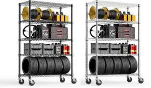 2 PCS Steel Storage Shelving 17.7" D x 47.2" W x 76.7" H, 5-Tier Utility Shelving Unit with Wheels, Steel Organizer Wire Rack for Home,Kitchen,Office,GarageChrome+Black 2 PCS Steel Storage Shelving 17.7" D x 47.2" W x 76.7" H, 5-Tier Utility Shelving Unit with Wheels, Steel Organizer Wire Rack for Home,Kitchen,Office,GarageChrome+Black