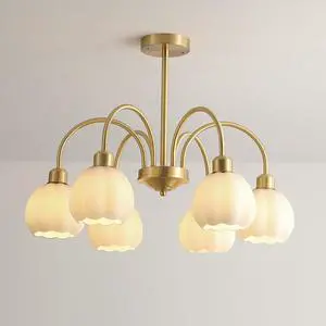 Mid Century Modern Chandelier 6-Lights Globe Sputnik Chandelier Glass Semi Flush Mount Light with White Pumpkin Shade Design Gold Brass Ceiling Light Dining Room Lighting Fixture Mid Century Modern Chandelier 6-Lights Globe Sputnik Chandelier Glass Semi Flush Mount Light with White Pumpkin Shade Design Gold Brass Ceiling Light Dining Room Lighting Fixture