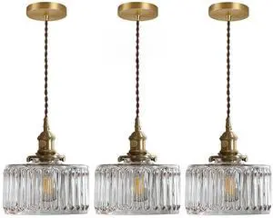Glass Hanging Lights Kitchen Island Brushed Gold Ceiling Pendant Light Clear Round Light Fixture Striped Glass Shade Vintage Modern Pendant Lighting Chandelier Farmhouse Dining Room Glass Hanging Lights Kitchen Island Brushed Gold Ceiling Pendant Light Clear Round Light Fixture Striped Glass Shade Vintage Modern Pendant Lighting Chandelier Farmhouse Dining Room