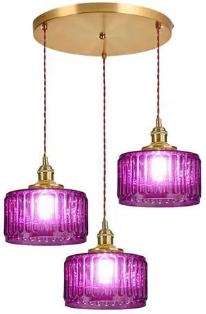 3-Light Glass Globe Chandelier Kitchen Island Mid Century Modern Ceiling Pendant Light Purple Striped Shade Gold Hanging Lights Fixture Multi Light Cluster Chandeliers Dining Room 3-Light Glass Globe Chandelier Kitchen Island Mid Century Modern Ceiling Pendant Light Purple Striped Shade Gold Hanging Lights Fixture Multi Light Cluster Chandeliers Dining Room