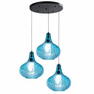 Mid Century Chandelier 3-Lights Blue Glass Cluster Pendant Lights | Modern Chandelier 3-Head 9.45 Hammered Glass Shade E26 Base, Adjustable Height Black Finish,Kitchen,Farmhouse,Dining room Mid Century Chandelier 3-Lights Blue Glass Cluster Pendant Lights | Modern Chandelier 3-Head 9.45 Hammered Glass Shade E26 Base, Adjustable Height Black Finish,Kitchen,Farmhouse,Dining room