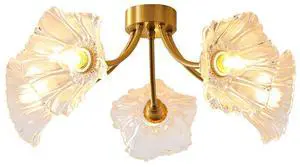 5 Lights Glass Ceiling Lights Fixture Gold Brass Chandelier Ceiling Light Clear Glass Flower Shape Mid Century Modern Chandelier Lighting for Bedroom Living Room Dining Room (5-Light) 5 Lights Glass Ceiling Lights Fixture Gold Brass Chandelier Ceiling Light Clear Glass Flower Shape Mid Century Modern Chandelier Lighting for Bedroom Living Room Dining Room (5-Light)