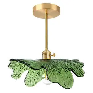Mid Century Ceiling Light Fixtures Green Flower Glass Ceiling Lamps | Vintage Modern Style Gold Brass 1-Light Ceiling Fixture ,D12.99"*H12.6" E26 Base,Farmhouse ,Kitchen ,Foyer ,Hallway,Porch Mid Century Ceiling Light Fixtures Green Flower Glass Ceiling Lamps | Vintage Modern Style Gold Brass 1-Light Ceiling Fixture ,D12.99"*H12.6" E26 Base,Farmhouse ,Kitchen ,Foyer ,Hallway,Porch