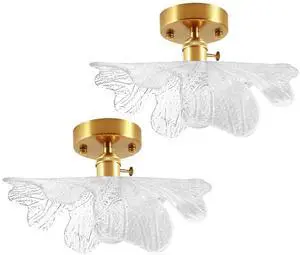 Glass Ceiling Lights Flush Mount Fixtures Modern Gold Ceiling Light Flower Semi Flush Mount Ceiling Lights with Clear Glass Mid Century Close to Light Fixture for Living Room Hallway Glass Ceiling Lights Flush Mount Fixtures Modern Gold Ceiling Light Flower Semi Flush Mount Ceiling Lights with Clear Glass Mid Century Close to Light Fixture for Living Room Hallway