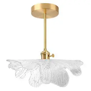 Flower Semi Flush Mount Ceiling Light Mid Century Light Fixture | 12.99 Clear Flowers Shade Brushed Gold Brass Finish,Vintage Modern Style,E26 Base,Entrance,Hallway,Bedroom,Kitchen,Porch Flower Semi Flush Mount Ceiling Light Mid Century Light Fixture | 12.99 Clear Flowers Shade Brushed Gold Brass Finish,Vintage Modern Style,E26 Base,Entrance,Hallway,Bedroom,Kitchen,Porch
