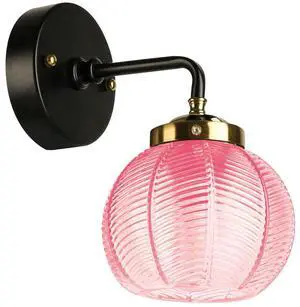 Pink 1-Lamp Bathroom Wall Sconce Vintage Vanity Light Modern Wall Sconces with Globe Glass Shade Black Gold Vanity Lighting Single Wall Lights Bathroom Over Mirror Light Fixture Pink 1-Lamp Bathroom Wall Sconce Vintage Vanity Light Modern Wall Sconces with Globe Glass Shade Black Gold Vanity Lighting Single Wall Lights Bathroom Over Mirror Light Fixture