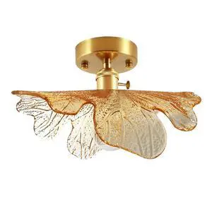 Flower Flush Mount Ceiling Light, Mid Century Modern Ceiling Light Fixtures with Amber Shade Gold Brass Entrance Lamp Vintage Semi Flush Mount Lamp for Hallway Bedroom (Amber) Flower Flush Mount Ceiling Light, Mid Century Modern Ceiling Light Fixtures with Amber Shade Gold Brass Entrance Lamp Vintage Semi Flush Mount Lamp for Hallway Bedroom (Amber)