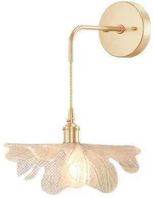 Vintage Bathroom Wall Sconce Light Mid-Century Modern Wall Sconces Lighting Glass Flower Vanity Light Fixture Gold Brass Wall Lamp Hanging Adjustable Cord for Bedroom Kitchen Island Vintage Bathroom Wall Sconce Light Mid-Century Modern Wall Sconces Lighting Glass Flower Vanity Light Fixture Gold Brass Wall Lamp Hanging Adjustable Cord for Bedroom Kitchen Island