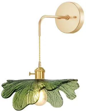 Vintage Wall Sconce Adjustable Gold Brass Wall Sconces Lights Bathroom Vanity Light Fixtures Green Glass Flower Shade Hardwired Mid Century Modern Wall Lighting Vanity Light (Green) Vintage Wall Sconce Adjustable Gold Brass Wall Sconces Lights Bathroom Vanity Light Fixtures Green Glass Flower Shade Hardwired Mid Century Modern Wall Lighting Vanity Light (Green)