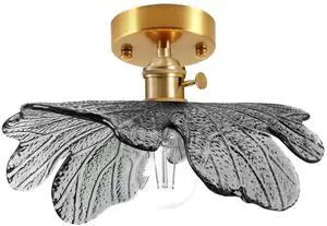 Flush Mount Ceiling Light - Gary 12.99" Flower Glass Shade,Hallway Close to Ceiling Light Fixtures Hand Blown Glass Lighting,E26 Base Vintage Flush Mount Lamp for Bedroom Entryway Flush Mount Ceiling Light - Gary 12.99" Flower Glass Shade,Hallway Close to Ceiling Light Fixtures Hand Blown Glass Lighting,E26 Base Vintage Flush Mount Lamp for Bedroom Entryway