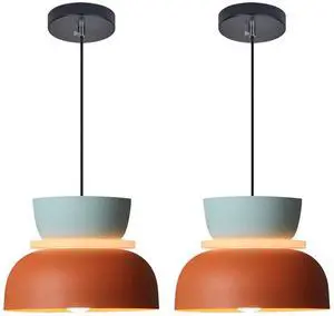 2-Lights Kitchen Island Pendant Light Fixtures,Nordic Large Pendant Light Mid Century Modern Ceiling Pendant Light with Aluminum Colorful Shade Unique Hanging Lights Adjustable Height 2-Lights Kitchen Island Pendant Light Fixtures,Nordic Large Pendant Light Mid Century Modern Ceiling Pendant Light with Aluminum Colorful Shade Unique Hanging Lights Adjustable Height