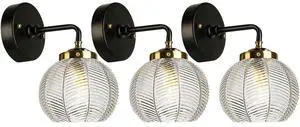 Glass Vanity Lights Vintage Gold Black Bathroom Vanity Lamp Over Mirror Mid Century Art Deco Wall Sconce Clear Ribbed Glass Shade Modern Bathroom Wall Lighting for Bedroom Hallway Glass Vanity Lights Vintage Gold Black Bathroom Vanity Lamp Over Mirror Mid Century Art Deco Wall Sconce Clear Ribbed Glass Shade Modern Bathroom Wall Lighting for Bedroom Hallway