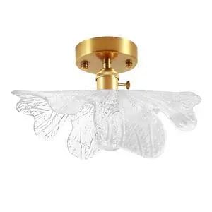 Flower Flush Mount Ceiling Light Mid Century Modern Ceiling Light Fixtures with Clear Shade Brushed Gold Brass Entrance Lamp Vintage Semi Flush Mount Light Fixture for Hallway Bedroom Flower Flush Mount Ceiling Light Mid Century Modern Ceiling Light Fixtures with Clear Shade Brushed Gold Brass Entrance Lamp Vintage Semi Flush Mount Light Fixture for Hallway Bedroom