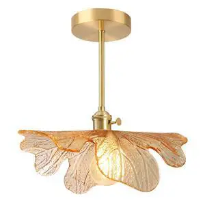 Amber Semi Flush Mount Ceiling Light Fixtures Flower Glass Shade | D12.99"*H12.6" Mid Century Modern Gold Brass 1-Light Ceiling Fixture ,E26 Base,Farmhouse ,Kitchen ,Foyer ,Hallway,Porch Amber Semi Flush Mount Ceiling Light Fixtures Flower Glass Shade | D12.99"*H12.6" Mid Century Modern Gold Brass 1-Light Ceiling Fixture ,E26 Base,Farmhouse ,Kitchen ,Foyer ,Hallway,Porch