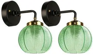 Glass Wall sconces Bathroom Vanity Lighting fixtures - Emerald Green Ribbed Glass Shade, Black Gold Vanity Lights fixtures Swanky Boho Vintage Wall Lamp Bedroom Above Mirror Lights Glass Wall sconces Bathroom Vanity Lighting fixtures - Emerald Green Ribbed Glass Shade, Black Gold Vanity Lights fixtures Swanky Boho Vintage Wall Lamp Bedroom Above Mirror Lights