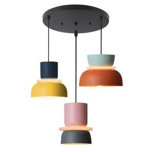 Nordic Modern Pendant Light Macaron Color Mid Century Hanging Light Fixture with Aluminum Shade Colorful Chandelier Ceiling Pendant Lights for Dining Room Kitchen (3-Light) Nordic Modern Pendant Light Macaron Color Mid Century Hanging Light Fixture with Aluminum Shade Colorful Chandelier Ceiling Pendant Lights for Dining Room Kitchen (3-Light)