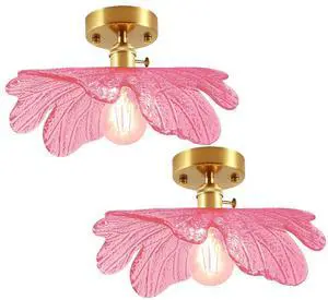 Pink Close to Ceiling Light Fixtures Modern Gold Ceiling Lamp with 12.99" Flowers Glass Shade Vintage Brass Finish Mid Century Flush Mount Light for Entryway Shower Closet Hallway Pink Close to Ceiling Light Fixtures Modern Gold Ceiling Lamp with 12.99" Flowers Glass Shade Vintage Brass Finish Mid Century Flush Mount Light for Entryway Shower Closet Hallway