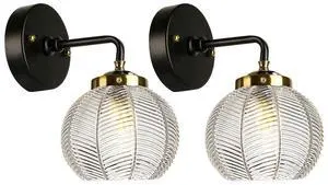 Vintage Glass Vanity Light Clear Bathroom Light Fixture ArtDeco Lamp | 2 Pack 15cm/5.9 Clear Ribbed Glass Globe Shade,E26 Base, Unique Thick Texture Lights Fixture ,Over Mirror Bedroom Hallway Vintage Glass Vanity Light Clear Bathroom Light Fixture ArtDeco Lamp | 2 Pack 15cm/5.9 Clear Ribbed Glass Globe Shade,E26 Base, Unique Thick Texture Lights Fixture ,Over Mirror Bedroom Hallway