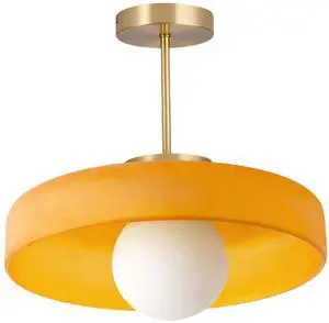 Large Semi Flush Mount Ceiling Light Fixture 13.8" Vintage Glass Ceiling Lights Orange Dome Shade Antique Gold Brass Finish Mid Century Close to Lights for Kitchen Island Hallway Large Semi Flush Mount Ceiling Light Fixture 13.8" Vintage Glass Ceiling Lights Orange Dome Shade Antique Gold Brass Finish Mid Century Close to Lights for Kitchen Island Hallway