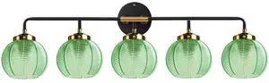 5-Light Emerald Green Vanity Lights Unique Leaf Texture Glass Shade | Bathroom Light Fixture,Black Gold Metal Finish,E26 Base,27.2Inch Long, 5.9 Glass Shade,Over Mirror,Bedroom,Hallway,Cabinet 5-Light Emerald Green Vanity Lights Unique Leaf Texture Glass Shade | Bathroom Light Fixture,Black Gold Metal Finish,E26 Base,27.2Inch Long, 5.9 Glass Shade,Over Mirror,Bedroom,Hallway,Cabinet