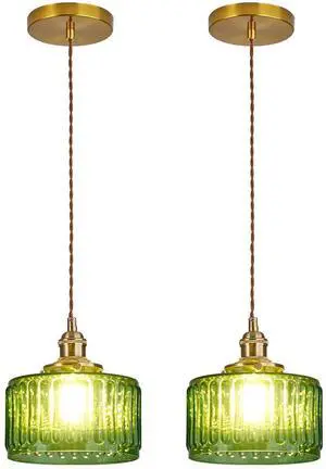 Lighting Green Pendant Light Mid Century Modern Hanging Light with Green Striped Glass Shade Vintage Kitchen Island Pendant Lights Gold Ceiling Pendant Light for Dining Room Bedroom Lighting Green Pendant Light Mid Century Modern Hanging Light with Green Striped Glass Shade Vintage Kitchen Island Pendant Lights Gold Ceiling Pendant Light for Dining Room Bedroom