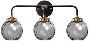 3 Light Mid Century Modern Wall Sconce Vanity Light Fixture Smoky Grey Glass Globe Shade Postmodern Bathroom Light Fixtures Black Vanity Light for Over Mirror Hallway Living Room 3 Light Mid Century Modern Wall Sconce Vanity Light Fixture Smoky Grey Glass Globe Shade Postmodern Bathroom Light Fixtures Black Vanity Light for Over Mirror Hallway Living Room