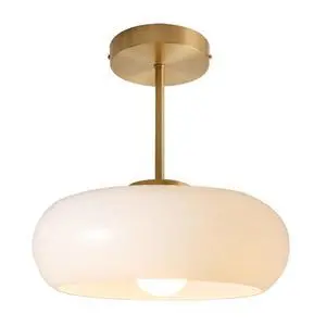 Gold Ceiling Light 1-Light White Glass Semi Flush Mount Ceiling Light Fixtures Mid Century Brass Flush Mount Lamp Milk Glass Shade Modern Close to Lamp for Hallway Bedroom Kitchen Gold Ceiling Light 1-Light White Glass Semi Flush Mount Ceiling Light Fixtures Mid Century Brass Flush Mount Lamp Milk Glass Shade Modern Close to Lamp for Hallway Bedroom Kitchen