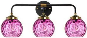 Purple Glass Sconces, Bathroom Vanity Light Fixture 3 Light Globe Wall Sconce Lights Bathroom Lamp Modern Wall Light Hammer Glass Shade Vanity Wall Sconce Over Mirror Hallway (3-Light) Purple Glass Sconces, Bathroom Vanity Light Fixture 3 Light Globe Wall Sconce Lights Bathroom Lamp Modern Wall Light Hammer Glass Shade Vanity Wall Sconce Over Mirror Hallway (3-Light)
