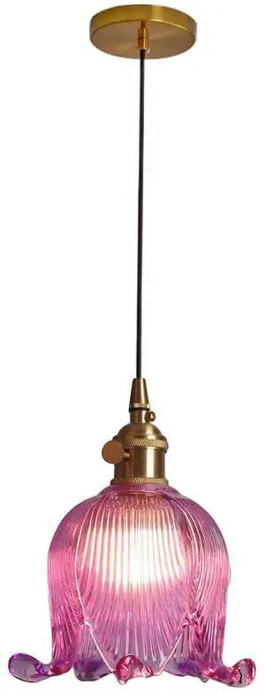 Gold Modern Pendant Light Mid Century Glass Hanging Lights with Flower Purple Glass Shade 1-Light Vintage Brass Pendant Lighting for Kitchen Island Bedroom Living Dining Room Gold Modern Pendant Light Mid Century Glass Hanging Lights with Flower Purple Glass Shade 1-Light Vintage Brass Pendant Lighting for Kitchen Island Bedroom Living Dining Room