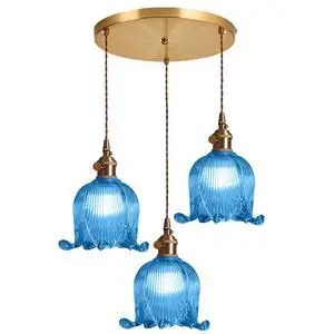 Flower Pendant Light Fixtures Cluster Chandelier - Blue Flowers Shade Mid-Century Modern Chandeliers Brushed Gold Hanging Pendant Light Dining Room Chandelier Stair Adjustable Ceiling Flower Pendant Light Fixtures Cluster Chandelier - Blue Flowers Shade Mid-Century Modern Chandeliers Brushed Gold Hanging Pendant Light Dining Room Chandelier Stair Adjustable Ceiling
